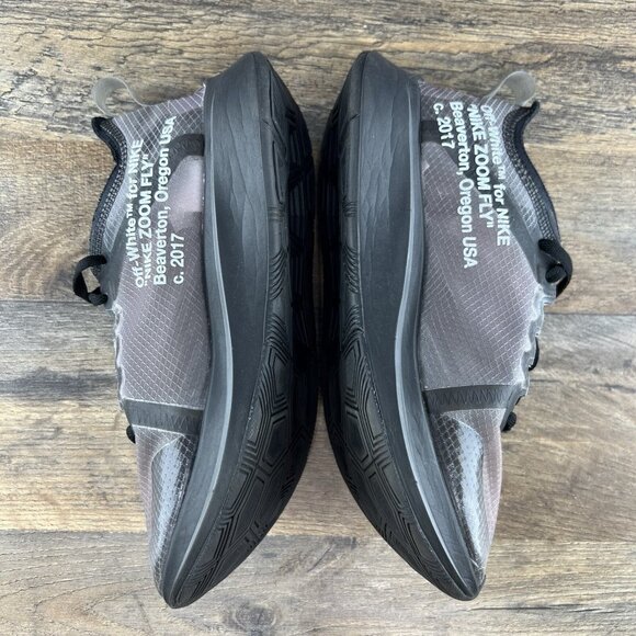 Nike Zoom Fly Off White Black Silver Size 4.5 Mens Size 6 Womens Sneakers - Picture 12 of 16